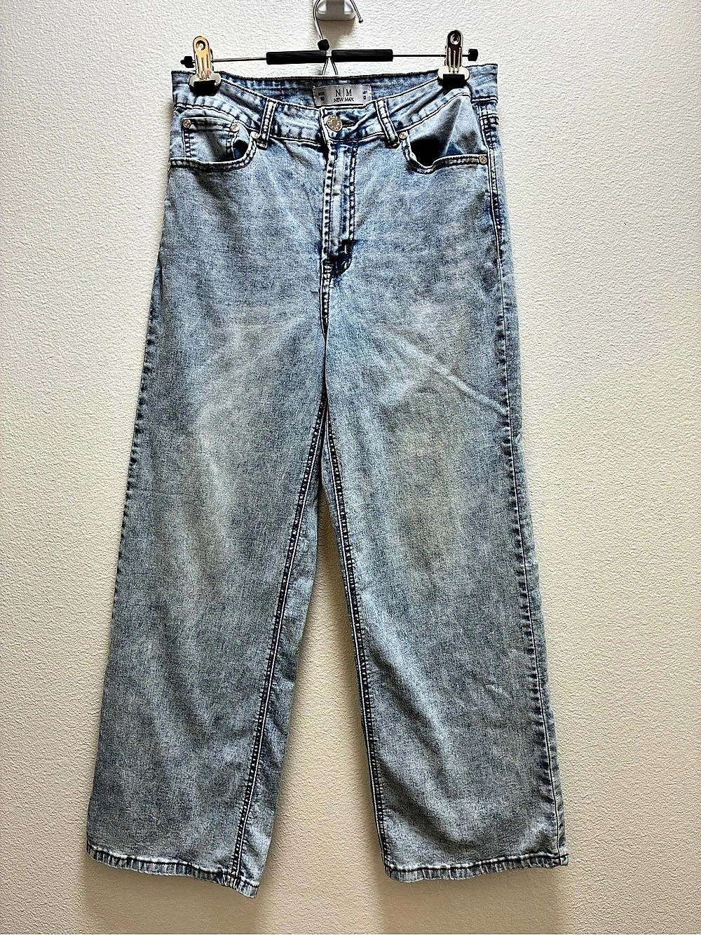 New Max Wide Leg Jeans Blue Waist 30 High Rise Stretch